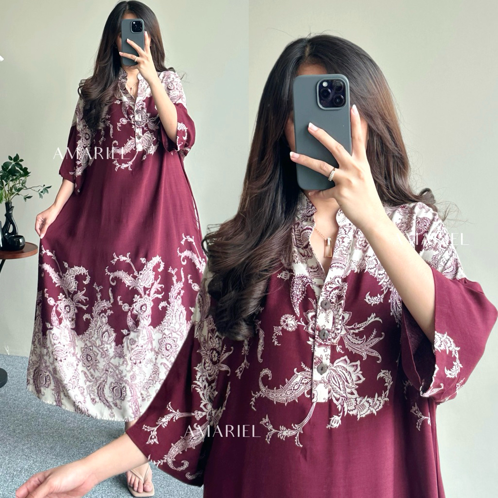Amariel Jolie Dress Daster Jumbo Rayon Nyaman Bumil Busui Friendly