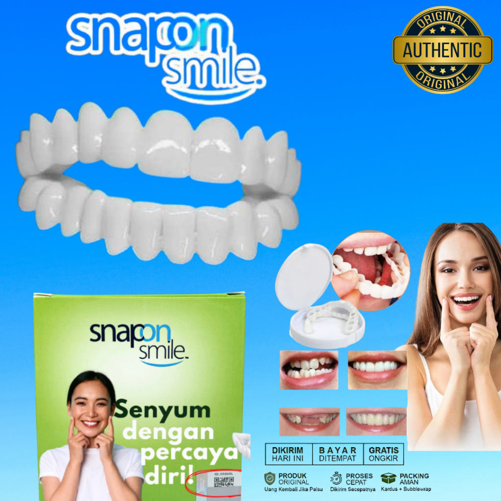 snap on smile original 100% 1 set atas dan bawah Gigi Palsu Silikon - Snap On Smile - Veneer Teeth S