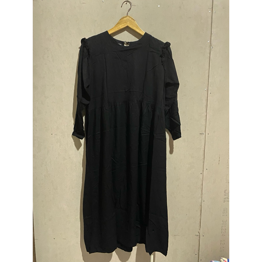 PRELOVE MIDI DRESS HITAM | Midi lebaran | gamis hitam | gamis murah | gamis terbaru