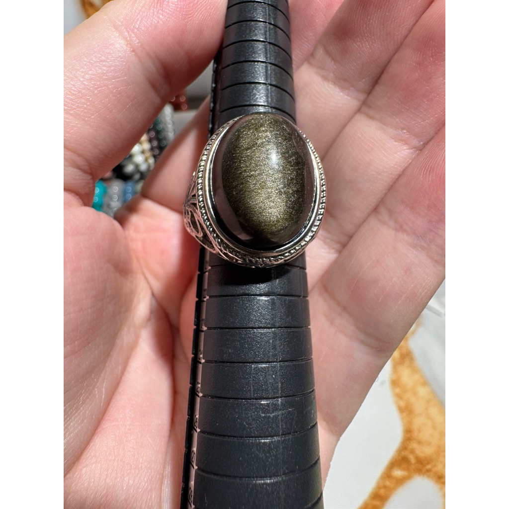 Cincin cooper Golden Sheen Obsidian