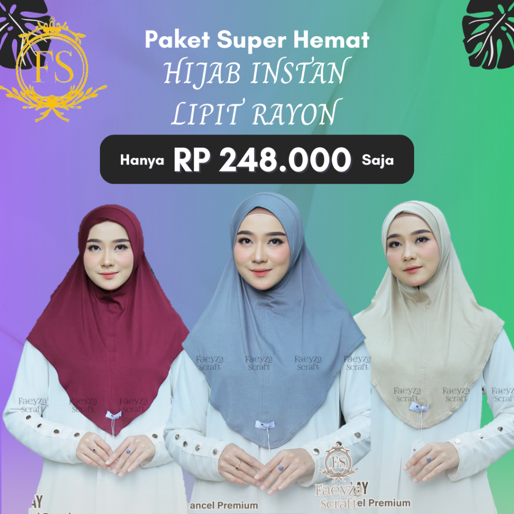 Paket Hemat Hijab Instan Malay Lipit Rayon Tencel Premium | HIjab Instan Melayu Non Pad – Brand Faey