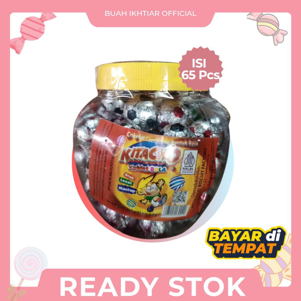 Coklat Bola Toples Emas Isi 65 butir - Permen Coklat Bola Jadul Bulat