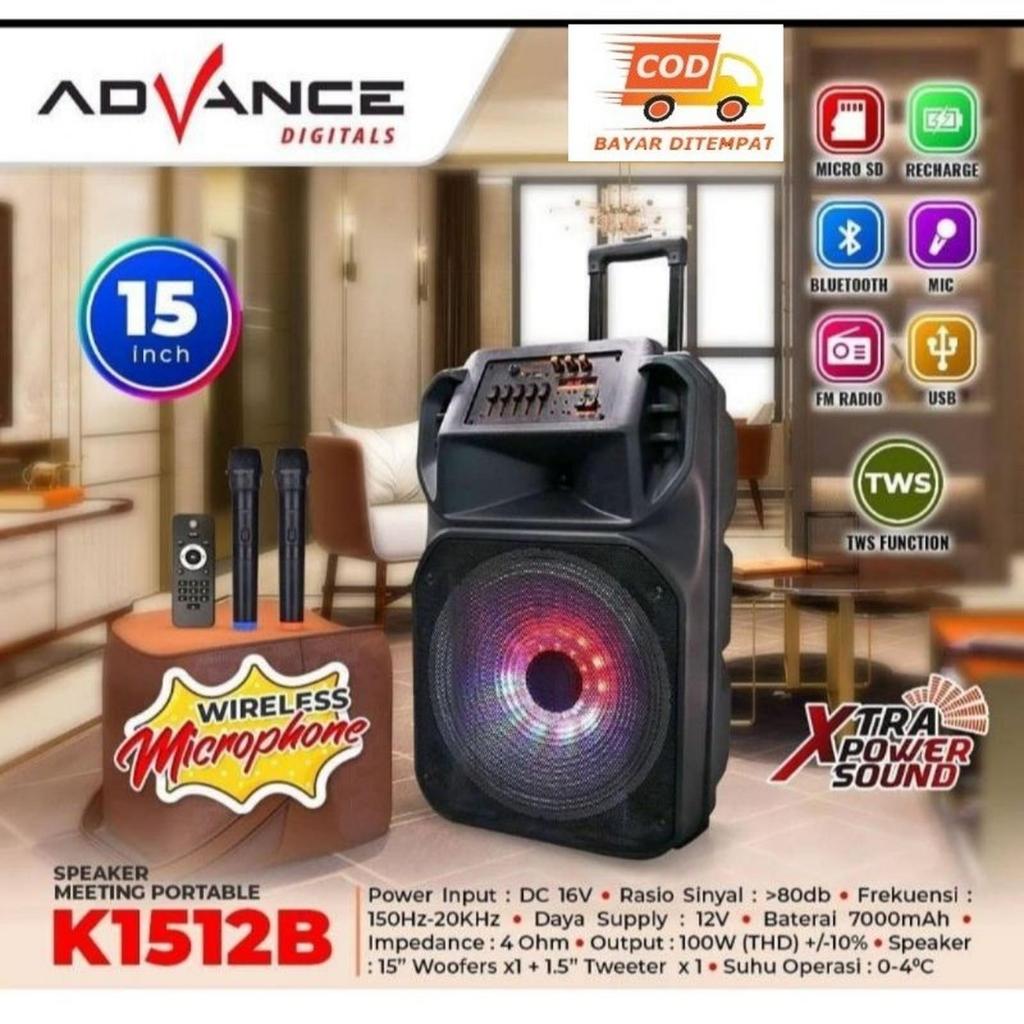 Speaker Advance K1512B Speker Meeting Bluetooth 15inchi free 2 mic
