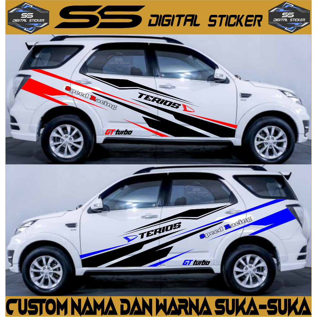 STICKER VARIASI CUTTING STICKER MOBIL TERIOS RUSH HITAM AII TIPE MOBIL TERBARU MURAH