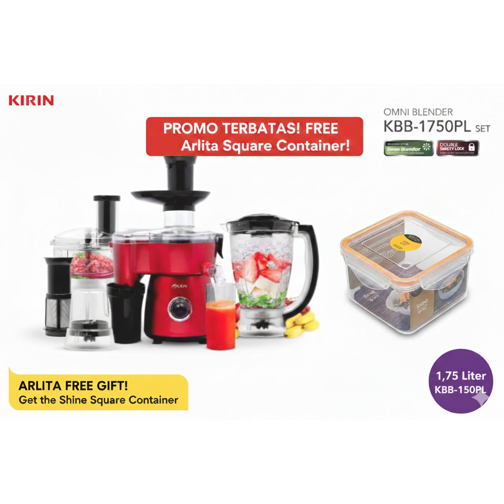 KIRIN Blender Juicer Chopper Set KBB-1750PL-SET - Garansi 1 Tahun