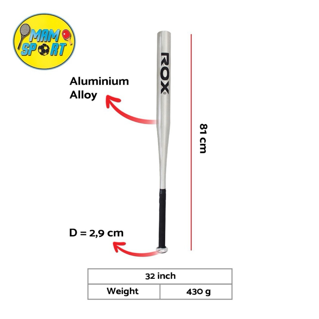 Stick Softball Tongkat Pemukul Softball Alumunium ROX DELUD 32Inch Original