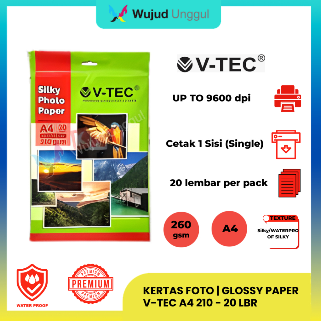 Kertas Foto Silky V-TEC A4 260 Gsm Doff | Silky Photo Paper