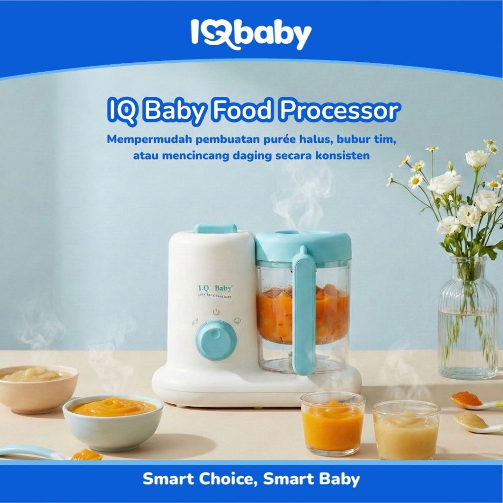I.Q. BABY Pengolah Makanan untuk Bayi, Kukus, Blender, MPASI | Food Processor, Chopper, Blender, Ste