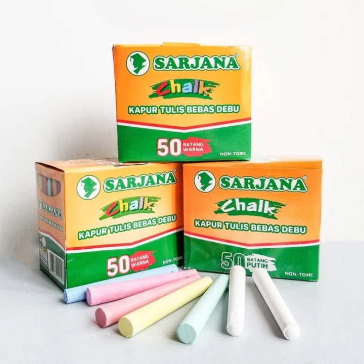 Kapur Tulis Warna Merk sarjana - Kapur Warna Putih
