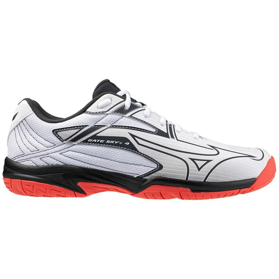 MIZUNO Sepatu Badminton Gate Sky Plus 4 White Black Cayenne