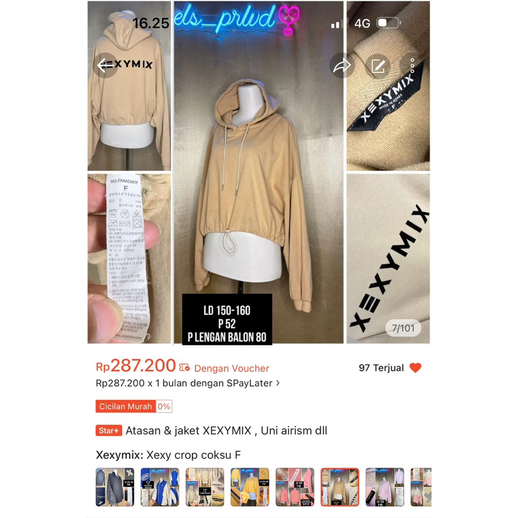 Hoodie crop xexymix F