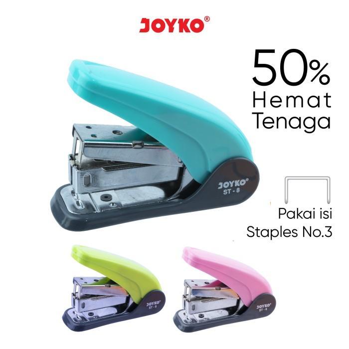 Stapler Kertas Joyko ST-8 POWER SAVE Original (1 PCS) / Staples Hekter Cekrekan Jepretan Flat Clinch