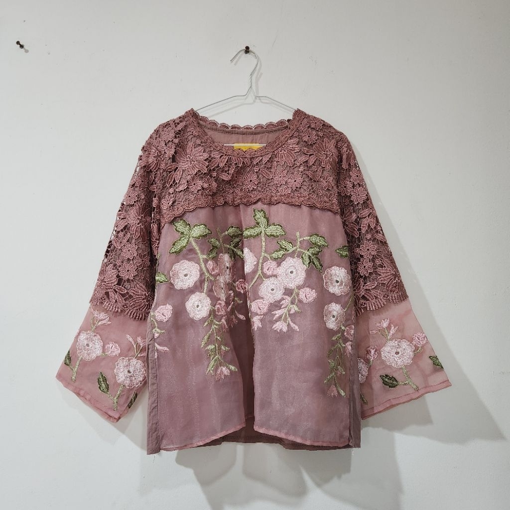 ATASAN BROKAT BUNGA-BUNGA BAJU ORGANZA BAJU HARI RAYA BAJU KONDANGAN