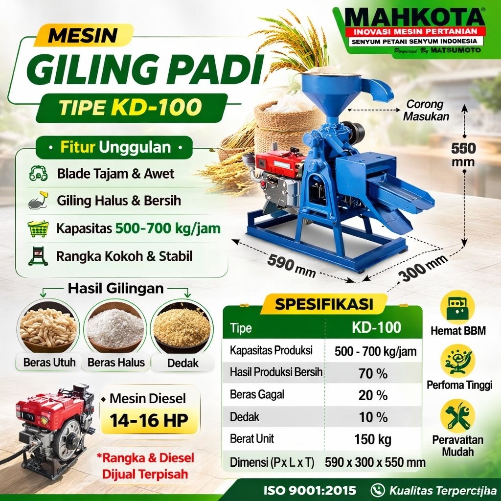 MESIN GILINGAN PADI (MAHKOTA) KD-100