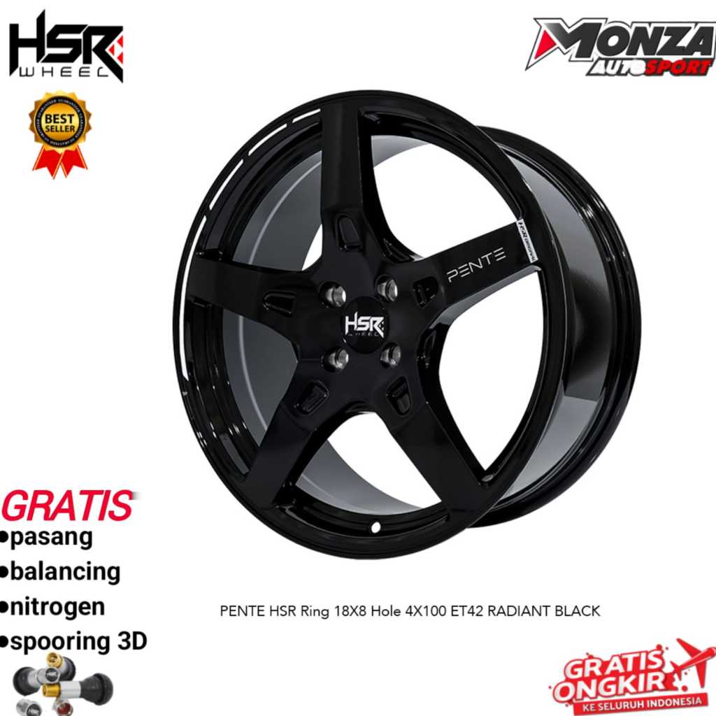 Velg Mobil Ring 18 HSR Pente untuk Rocky, Raize, Jazz, yaris, Baleno, Vios Pcd 4x100