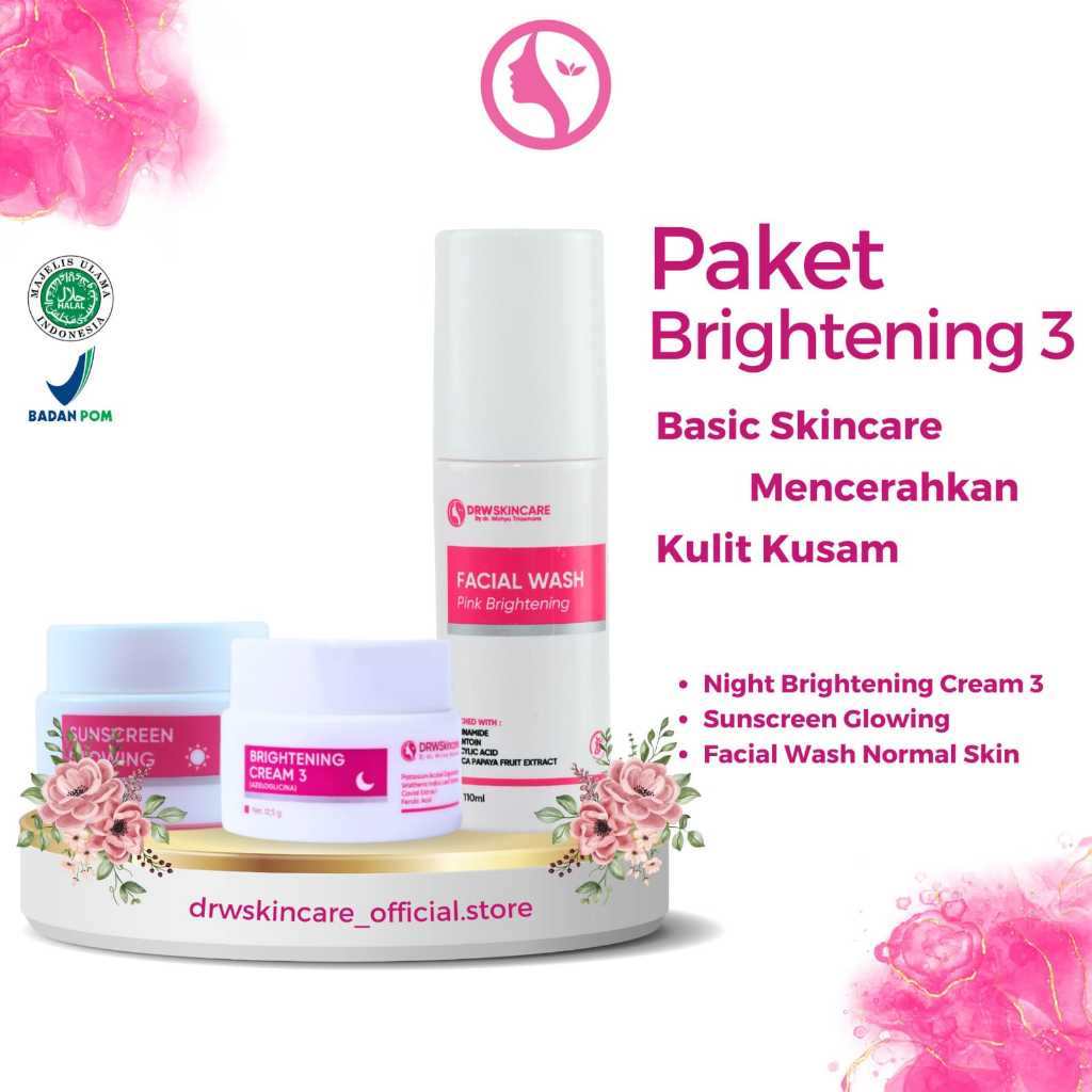 DRW Skincare Paket Brightening Cream 3 / Flek Hitam / Kusam / Mencerahkan