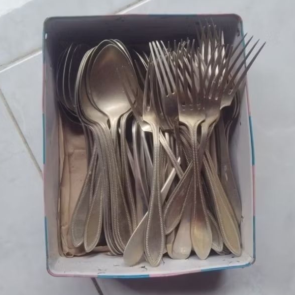 Borongan 80 sendok garpu Alpacca Alpaka jadul