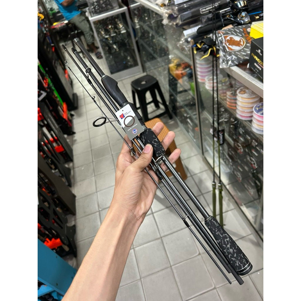 joran travel rod sambung 4 kenzi trastic 180cm full fuji ring solid top carbon