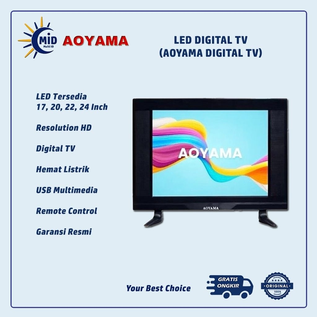 AOYAMA LED Digital TV 17, 20, 22, 24 inch | TV Aoyama Digital | LED Aoyama Full HD | Garansi Resmi