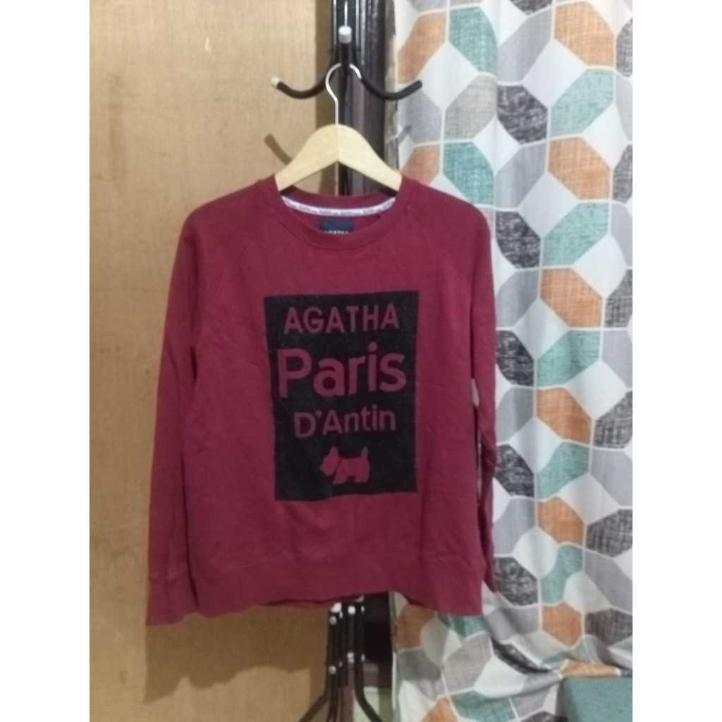 Agatha CN-CrewNeck Brand Agatha Wanita Warna Marun