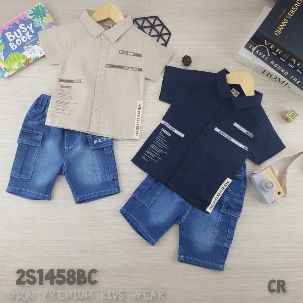SETELAN KEMEJA USON CELANA JEANS BABY BOY BAYI LAKI ANAK COWOK