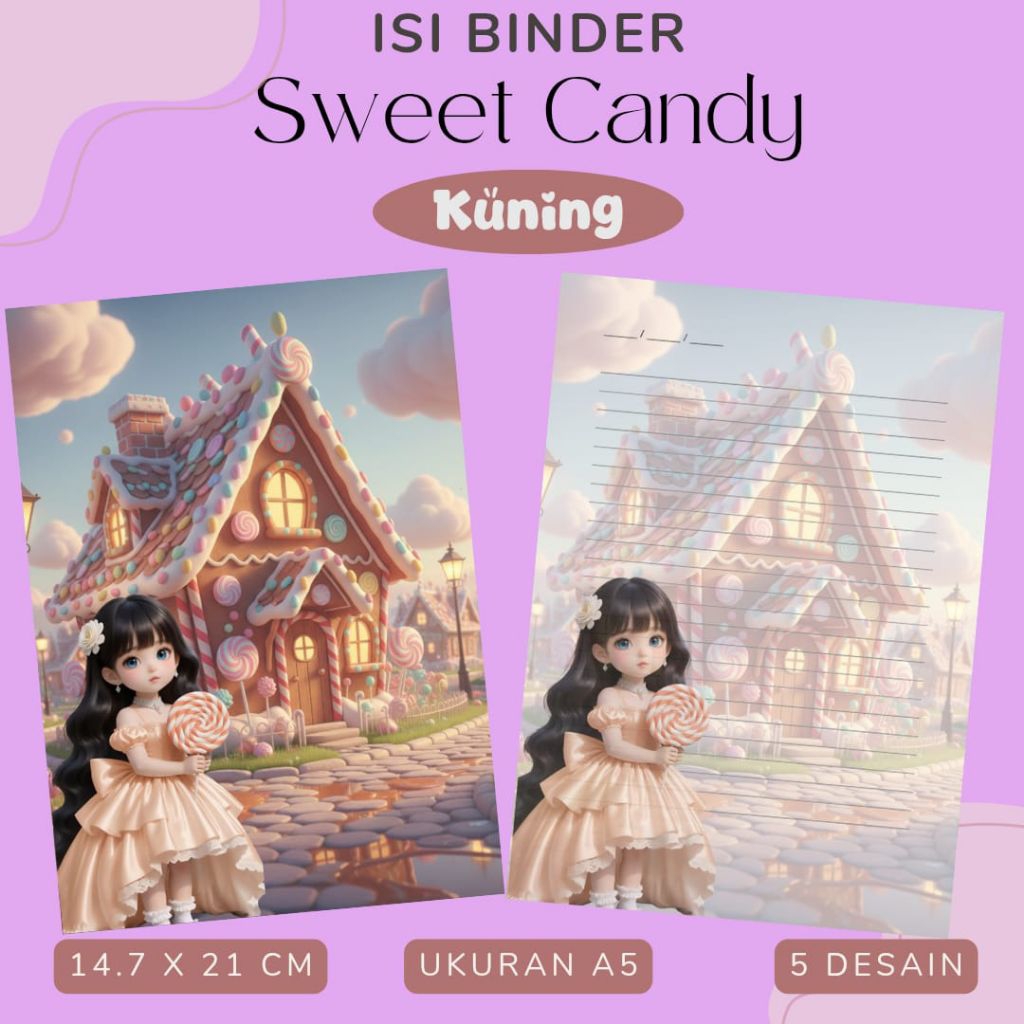isi binder A5 tema sweet candy princess
