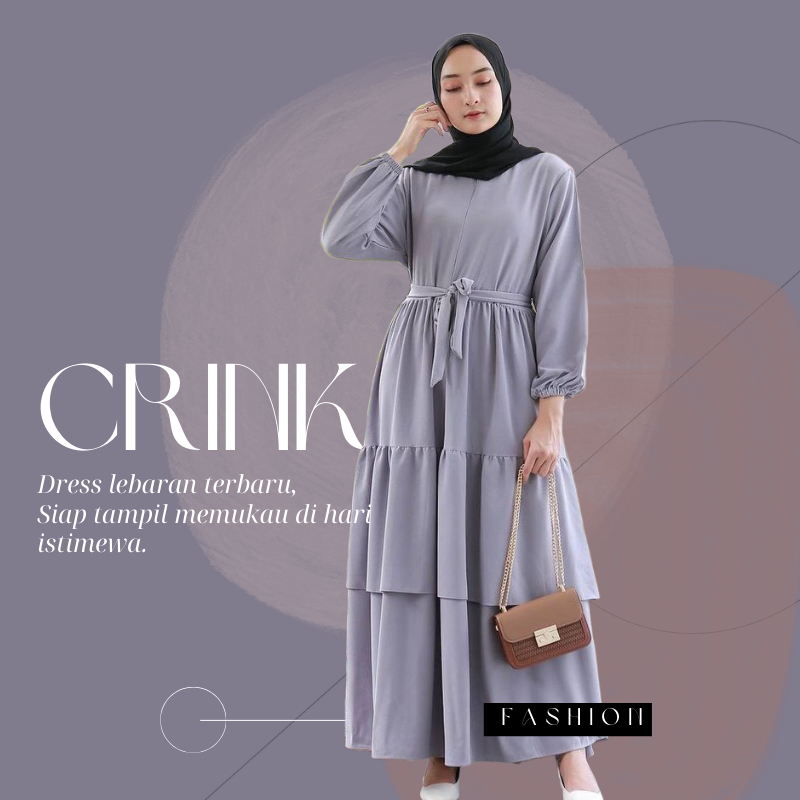 Baju Gamis Terbaru 2026 Lebaran Wanita Dress Muslim Kondangan Remaja Busui Canda Susun Kain Crinkle 