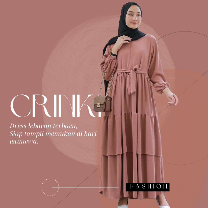 Baju Gamis Terbaru 2026 Lebaran Wanita Dress Muslim Kondangan Remaja Canda Susun Dres Kain Crinkle C