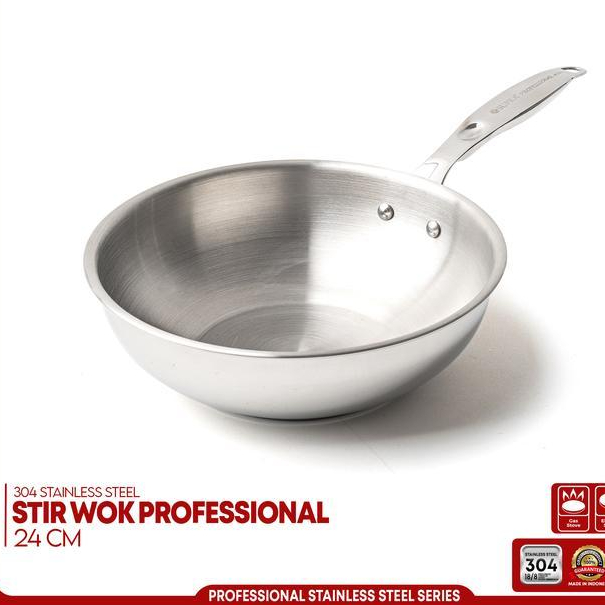 Supra Panci Stainless Steel Sus 304 Stir Wok 24 Cm Professional Series