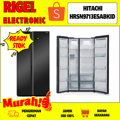 KULKAS HITACHI HRSN9713ESABKID SIDE BY SIDE 656 L