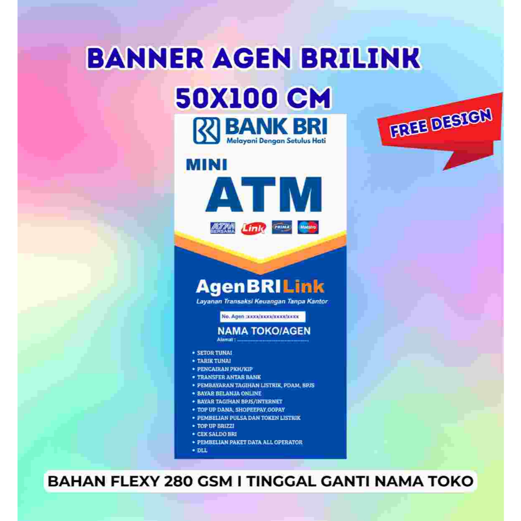 BANNER BERDIRI AGEN BRILINK/BANNER BRILINK CUSTOM 50X100CM