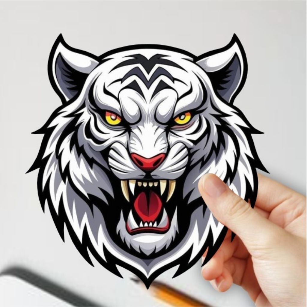 stiker macan putih, logo srigala, citan, stiker macan, stiker buat hp, helm, motor Tumbler,  motor