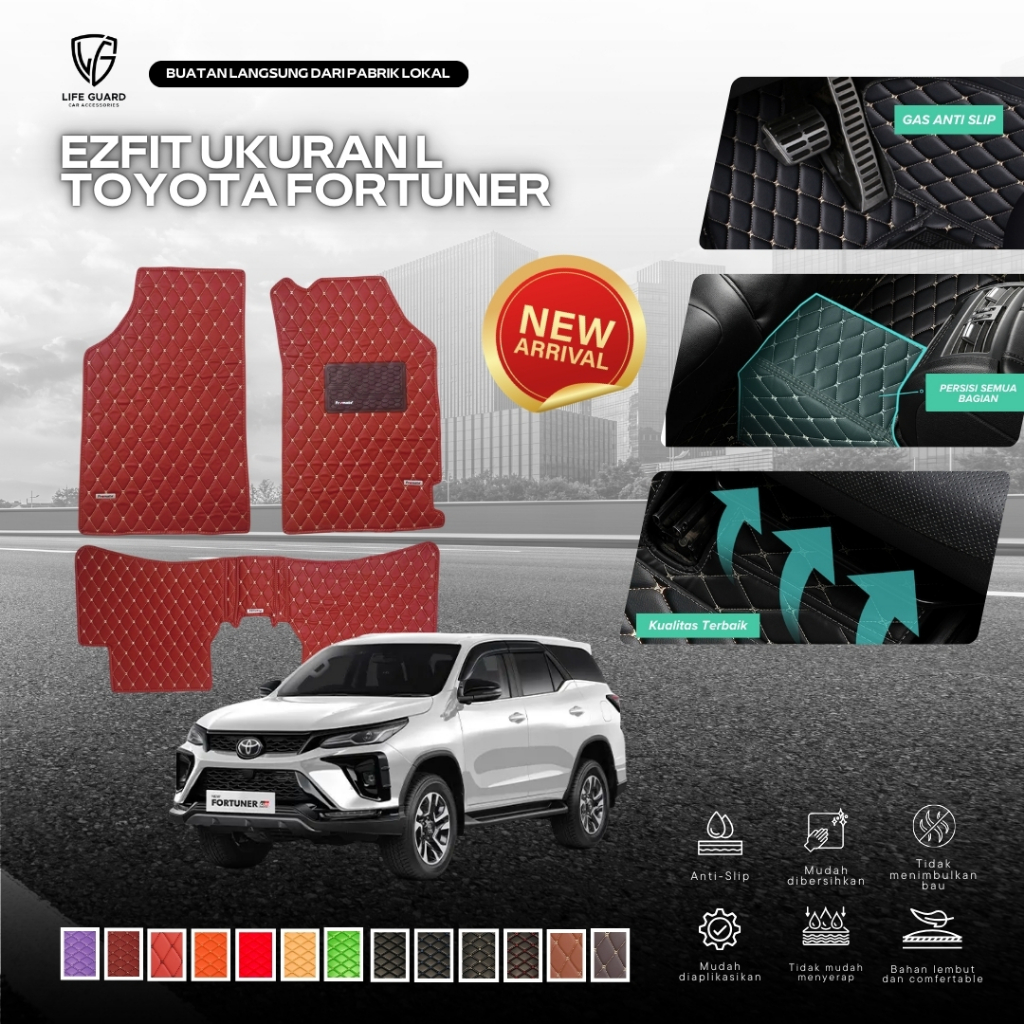 Lifeguard Ezfit 3 Baris Karpet Mobil Toyota Fortuner 2008-Now Aksesoris Mobil  2D