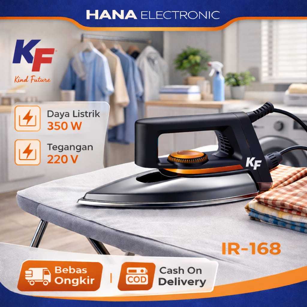 KF Kind Future Setrika Listrik Non Stick IR-168 350 Watt