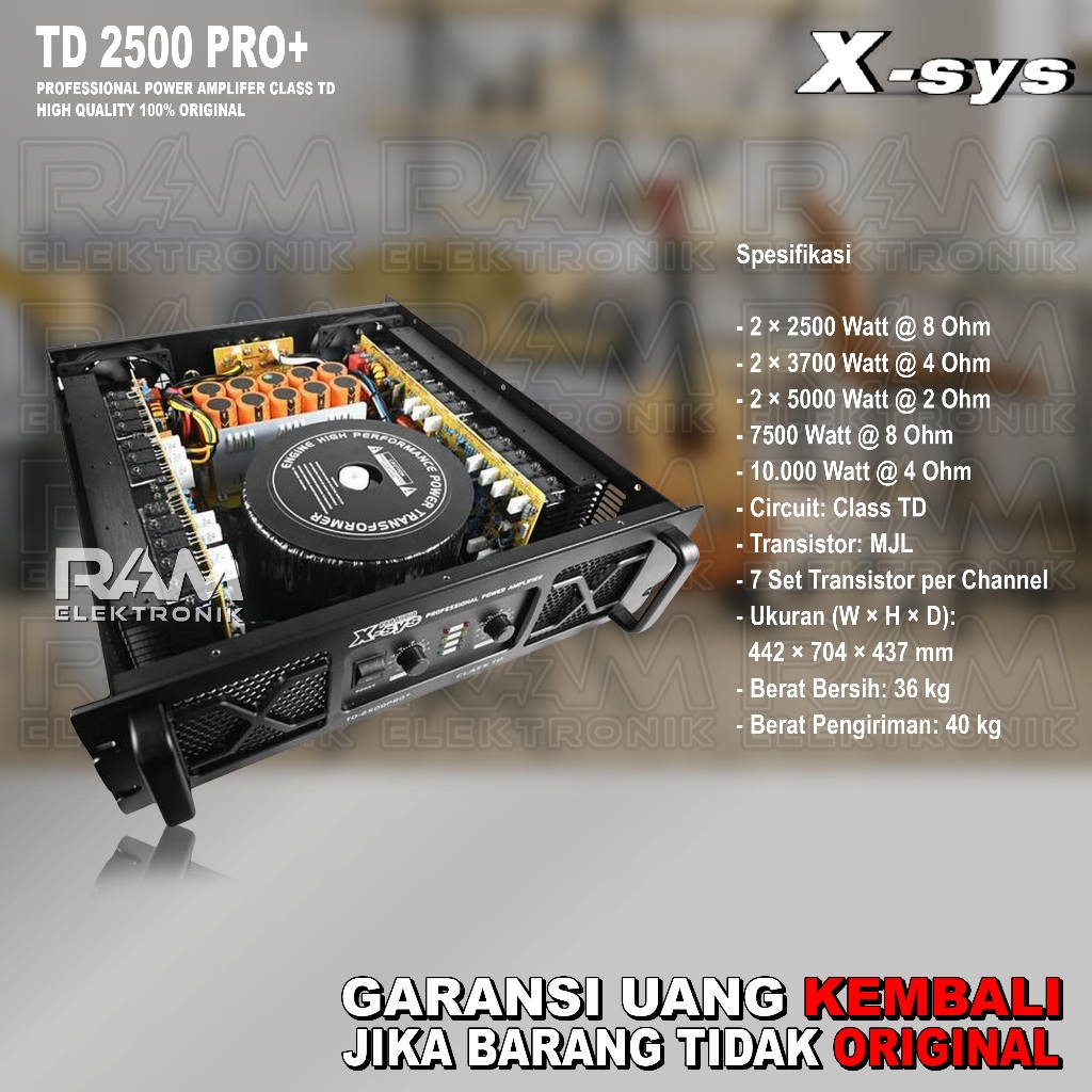 Power Amplifier 2 Channel XSYS TD2500PRO+ | TD 2500 PRO + Class TD Original