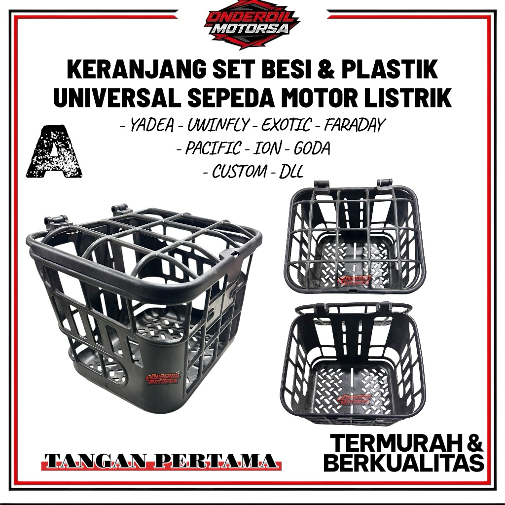 Keranjang Sepeda Listrik Universal Motor Custom Grand Plastik Tebal Set Tutup Depan Kuat Anti Goyang