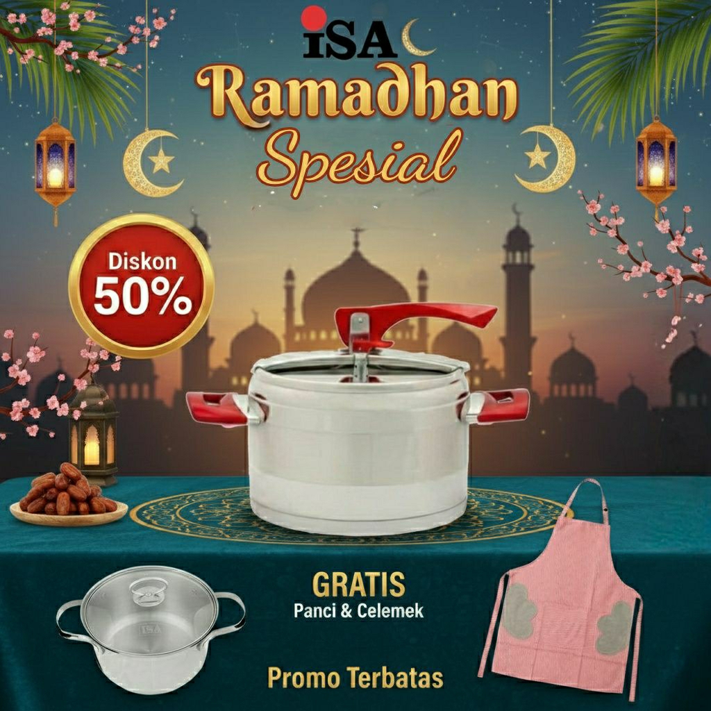 Panci Isa Ruby Presto BTS Ukuran 5 Lt  Anti Lengket Murah dan Bagus Multifungsi Premium Bahan Stainl