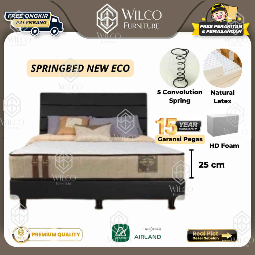 Kasur Springbed Airland New Eco / Matras Tidur Latex 25 Cm  - 90x200, Matras Aja