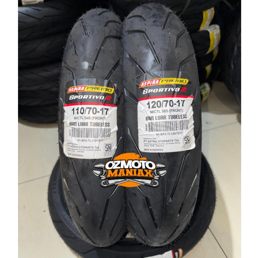Aspira Premio Sportivo 2 Size 110/70-17 & 120/70-17 (Paket Ban Ninja 150 RR Old & New / Ninja R & SS