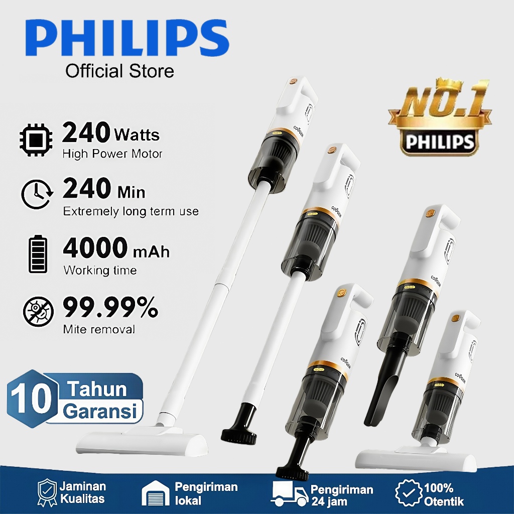 PHILIPS Vacum Cleaner Penyedot Debu 8 IN 1 Cordless Portable 998000Pa Mini Penyedot Debu