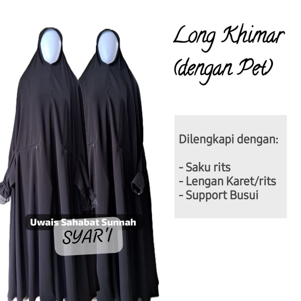 LONG KHIMAR PET DAN NON PET JETBLACK BONANZA