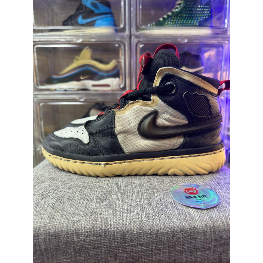 AJ 1 REACT HIGH BLACK WHITE , SEPATU , SHOES , SNEAKERS