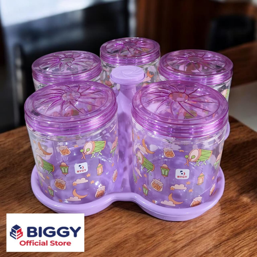 BIGGY Toples Aurum Set 5 Large Nampan Toples Kue Lebaran 1100 ML
