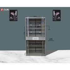 Rak Sepatu Kaca Tingkat 2 Pintu - LS 609 ||FELINI FURNITURE