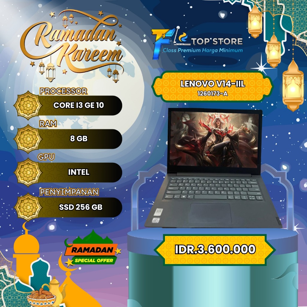 LAPTOP LENOVO V14-IIL INTEL CORE I3 GEN 10 SSD 256/8GB