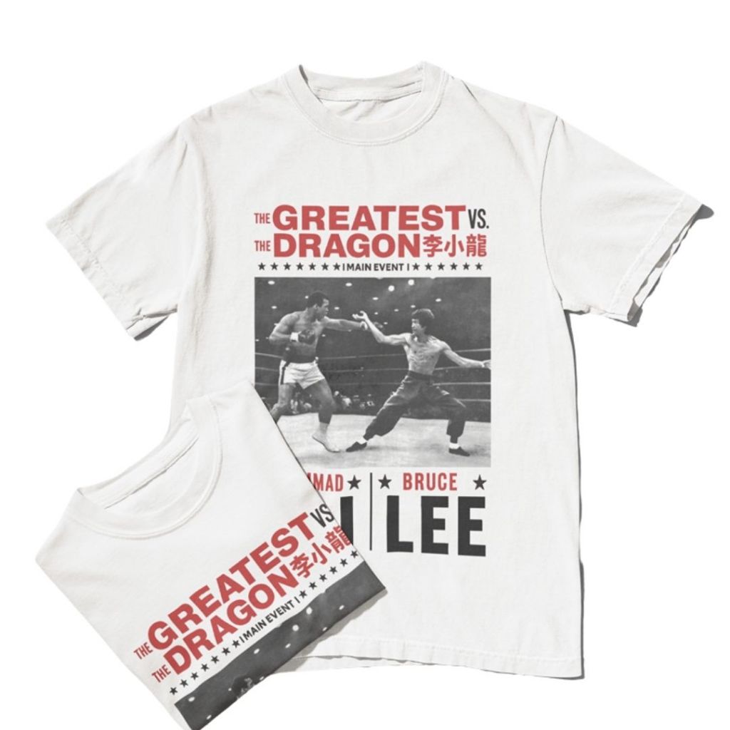 Kaos Retro Vintage Bruce Lee Ali White
