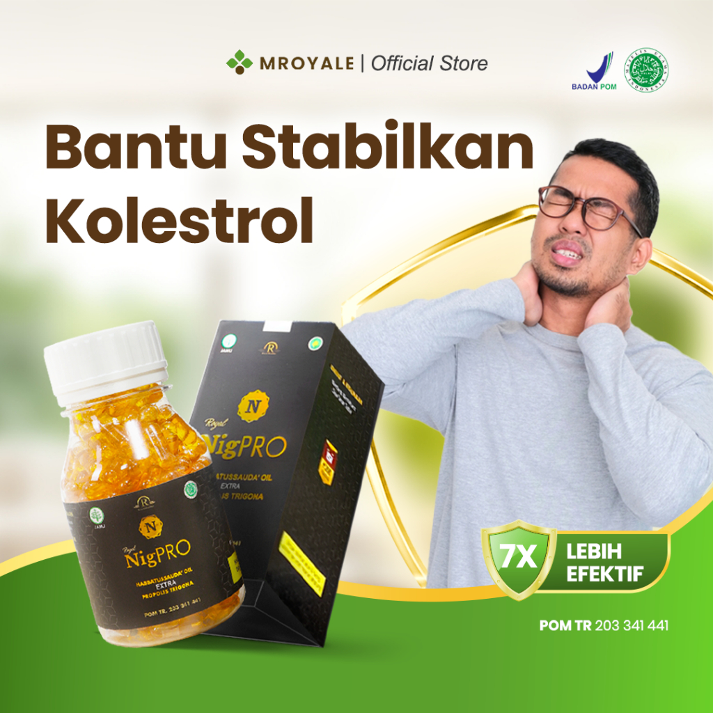 Herbal Penurun Kolesterol | NigPRO Habbatussauda  Extra Propolis & Daun Bidara| Royal NigPRO Isi 100