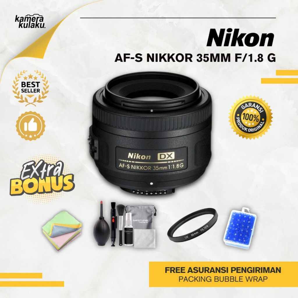 Lensa Fix Nikon / Nikkor AF-S 35mm f1.8G DX Mulus cocok untuk d610 d750 d800 d5300 d5500 d7200