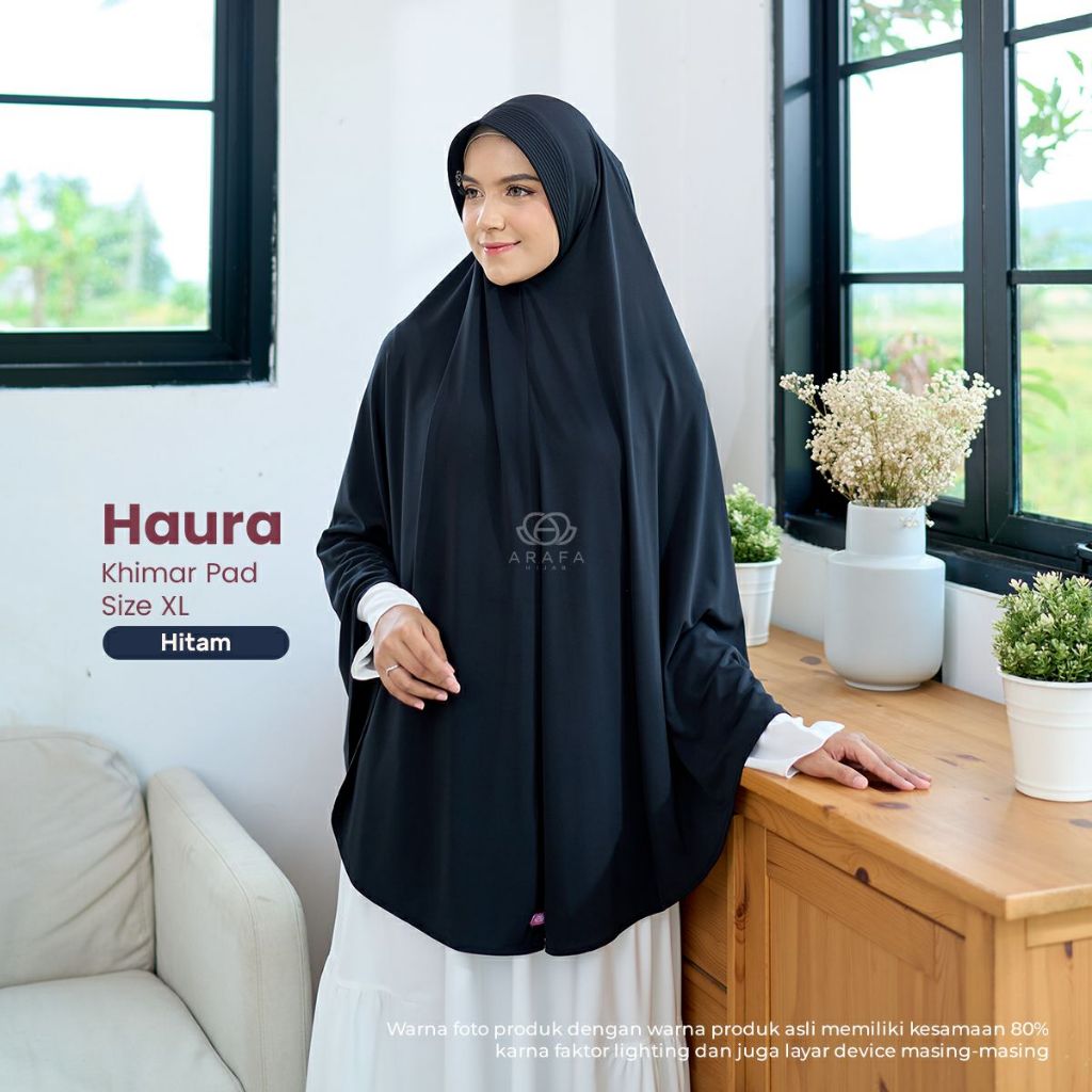 [TERBARU 2026] Arafa Hijab Khimar Haura - Bergo Instan Jersey Premium Syari Pet Antem Lebaran