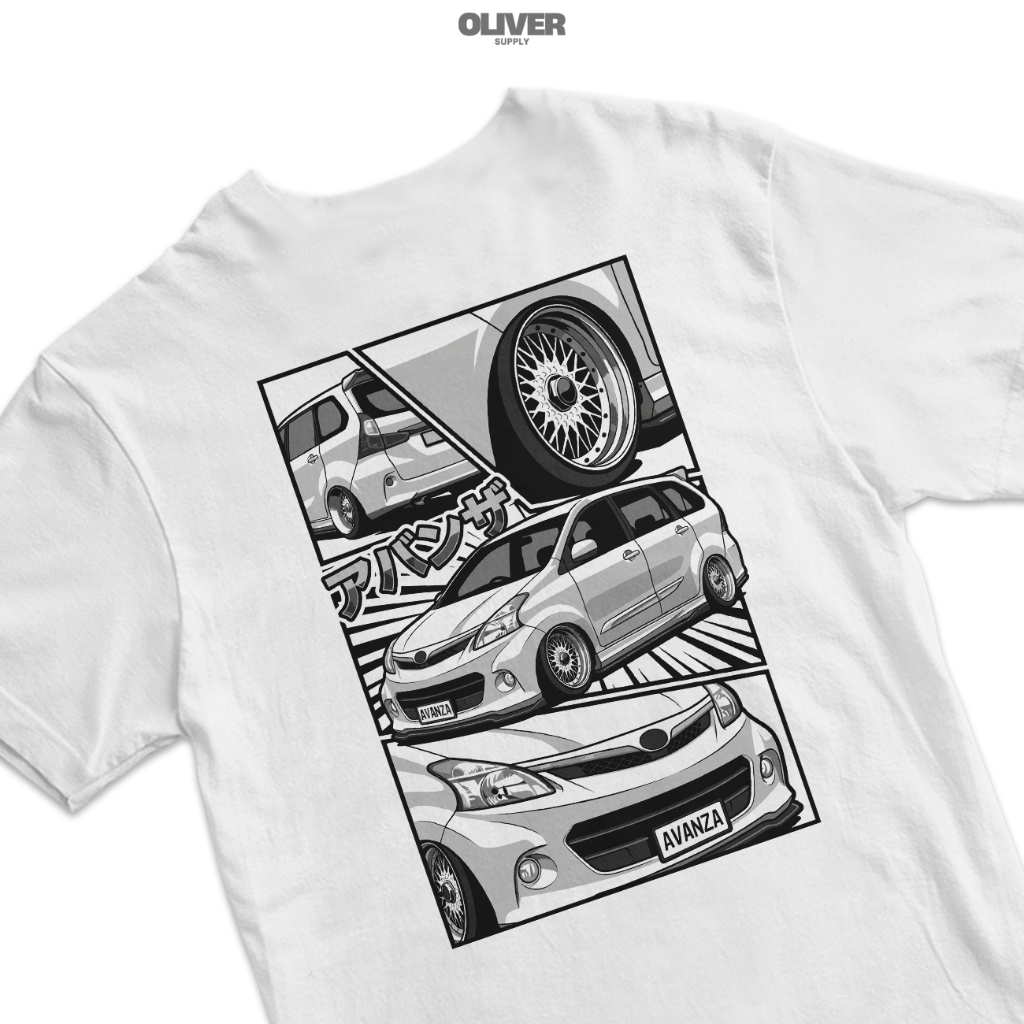 OLVR Kaos Mobil TOYOTA AVANZA 011 Car Series / Tulisan Jepang / T shirt baju otomotif racing modifik